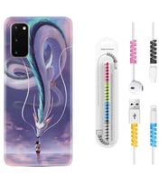 Samsung A02S A03S A10 A12 A13 A21S A22 Kılıf Kablo Koruma Spiral Silikon Kız ve Ejderha 1742