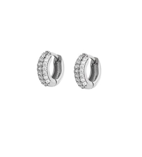 Starlight Diamond Zirkon Taşlı Halka Tasarım 925 Ayar Gümüş Küpe (Beyaz)
