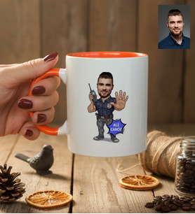 Kişiye Özel Karikatürlü Özel Güvenlik Kupa Bardak Doğum Günü Hediyesi