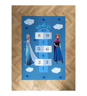 MEKTA HOME BEBEK VE ÇOCUK ODASI Seksekli ve Elsa Anna Desenli Halı