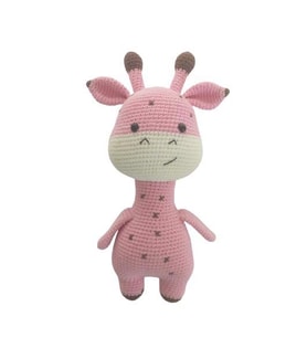 Pembe Sevimli Zürafa Uyku Arkadaşı Amigurumi Organik Oyuncak