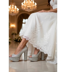 Kadın Moda Gold Sultan Full Inci Taşlı Klasik Köşe Kalıplı Kalın Düğün Nişan Gece Abiye Ayakkabı