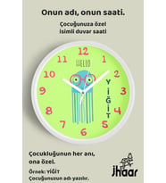 İsme Özel Deniz Anası Çocuk Odası Duvar Saati Orta Boy 30 cm Beyaz Camlı Sessiz