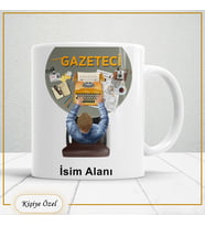 Gazetecilere Özel İsim Yazılabilir Kupa Bardak – Kişiye Özel Meslek Temalı Hediye-130