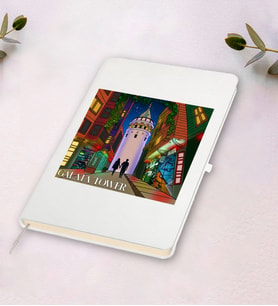 Galata Tasarımlı Beyaz Defter