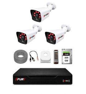 FURY 3 Kameralı Güvenlik Kamera Seti 2MP 1080P Full HD 6 Atom LED Gece Görüşlü 320GB HDD 5525