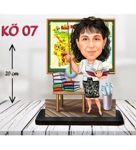 Kişiye Özel Ahşap Biblo - Kadın Öğretmen Karikatür Biblo - Öğretmen Biblo 7