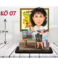Kişiye Özel Ahşap Biblo - Kadın Öğretmen Karikatür Biblo - Öğretmen Biblo 7