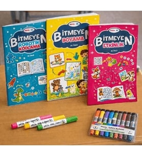 Boya Sil Bitmeyen Boyama 3 + Boya Kalemi Hediyeli