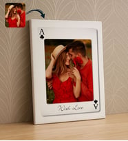 BK Gift Kişiye Özel Aşkımızın Ası Fotoğraflı İskambil Tasarımlı Kanvas Tablo-4, Sevgiliye Hediye, Eşe Hediye