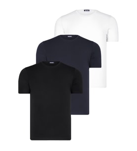 ÜÇLÜ SET T8569 DEWBERRY BİSİKLET YAKA ERKEK T-SHIRT-SİYAH-BEYAZ-LACİVERT