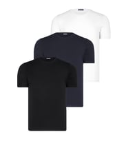 ÜÇLÜ SET T8569 DEWBERRY BİSİKLET YAKA ERKEK T-SHIRT-SİYAH-BEYAZ-LACİVERT
