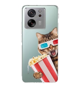 PrintiFy Xiaomi Mi 13T Pro ile Uyumlu Kedi 1 Kamera Korumalı Şeffaf Kılıf