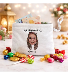 BK Gift Kişiye Özel Karikatürlü Çocuk Lüks Bayram Harçlık ve Şeker Kesesi -1, İsimli Bayram Kesesi, Bayram Hediyesi