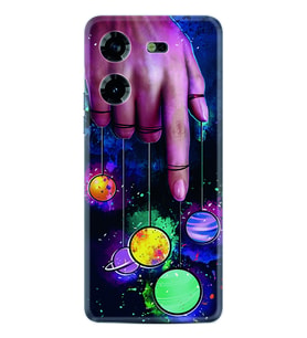 Tecno Pova 5 Kılıf Silikon Desen Özel Seri Finger planet 1740