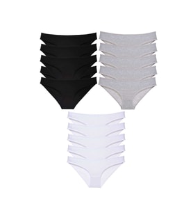 15 adet Süper Eko Set Likralı Kadın Slip Külot Siyah Gri Beyaz