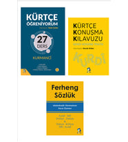 Kürtçe Öğrenme Seti - Kürtçe Öğreniyorum - Kürtçe Sözlük - Konuşma Kılavuzu Birinci Seviye (3 KİTAP) (Krem)