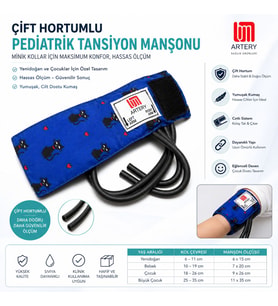 Çift Hortumlu Pediatrik Tansiyon Manşonu Çocuk Hassas Ölçüm
