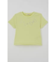 Breeze Kız Çocuk Crop Tişört Taşlı Fiyonk Baskılı 7-12 Yaş, Fıstık Yeşili