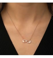 Gümüş Rose Kalpli Sonsuz Aşk Kolye