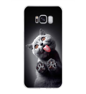 PrintiFy Samsung Galaxy S8 ile Uyumlu 1mm Slim Fit Kedi 2 050c Baskılı Şeffaf  Kılıf