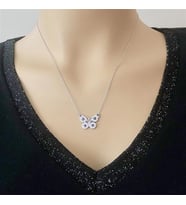 Nazar Mineli Kelebeğim Gümüş kolye (Karışık)