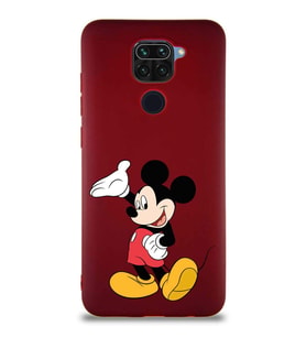 Xiaomi Redmi Note 9 Soft Premier Kapak Mickey Mouse-C Tasarımlı Silikon Kılıf - Mürdüm (Şeffaf)