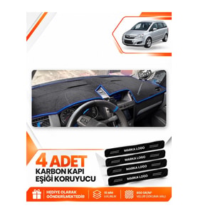 OPEL ZAFİRA B (2004-2011) Uyumlu Ön Torpido Koruma Kılıfı Halısı - Siyah Mavi