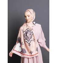 Etnik Desen Venezia Seri Şal Eşarp Askısı ile Birlikte 90X200 cm Somon-90X200