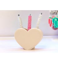 3D Baskı Kalp Şekilli Kalemlik - Masaüstü Organizer - Bej