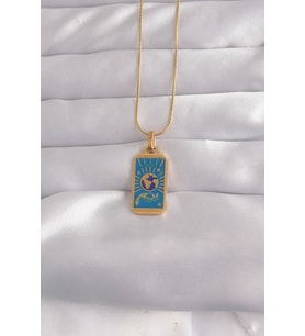 316L Çelik Gold Renk Mi Mineli El Figür Tarot Kolye TJ-BKO9040