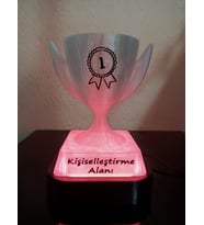 Kişiye Özel Hediyelik Isimli Ödül Kupası Dekoratif Led Lamba - Adaptörlü (Pembe)
