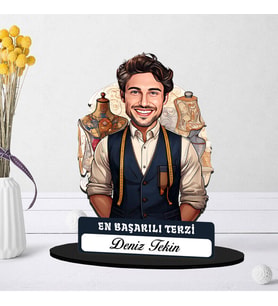 Kişiye Özel Erkek Terziye Hediye Karikatürlü Biblo