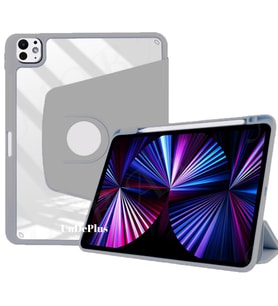 Apple iPad Pro 11inç M4/M5 Kılıf Termik Kalem Bölmeli Dönebilen Standlı Case 202 (Gri)