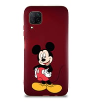 Huawei P40 Lite Soft Premier Kapak Mickey Mouse-E Tasarımlı Silikon Kılıf - Mürdüm (Şeffaf)