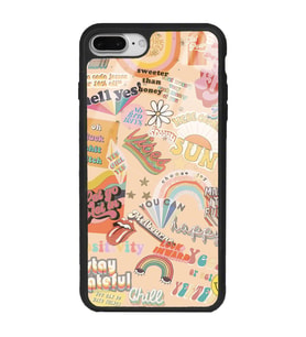 iPhone 8 Plus Vintage Sticker Tasarımlı Glossy Telefon Kılıfı