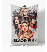 Erayshome Black Pink Desenli Baskılı Hediyelik Polar TV Battaniyesi