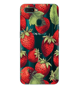 Oppo A5S/AX7/A12 Uyumlu Çilek Desenli Şeffaf Telefon Kılıfı