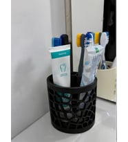 Modern Mat Siyah Geometrik Desenli Bölmeli Diş Fırçalık ve Banyo Masaüstü Düzenleyici