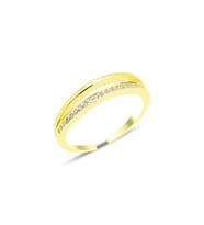Gümüş altın yaldızlI zirkon taşlı alttan ayarlanabilir çift sıra görünümlü yüzük SGTL12245GOLD (Rose)
