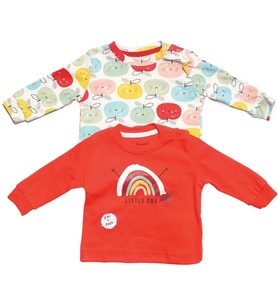 Unisex Kırmızı Renkli Elmalı Desenli 2'li Body Set