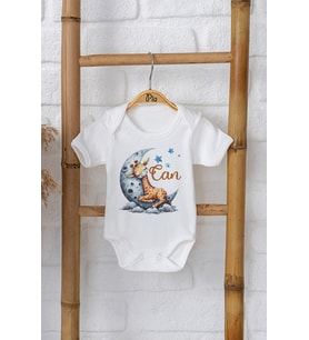 Pia Baby Premium %100 Pamuk İsme Özel Organik Baskılı Çıtçıtlı Bebek Body Zıbın Modelleri 5032-16 (Ekru)