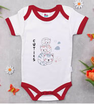 BK Kids Cuties Tasarımlı Kırmızı Bebek Body Zıbın-1