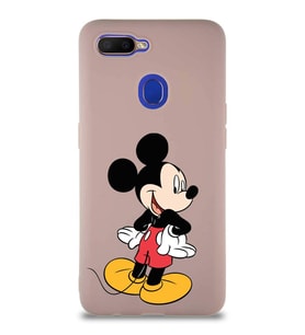 Oppo A5S Soft Premier Kapak Mickey Mouse-D Tasarımlı Silikon Kılıf - Pudra (Şeffaf)
