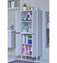 Eliusta Nuve Geniş Depolama Alanlı Dolap 65 cm Banyo/Mutfak Çok Fonksiyonlu 65x138x32,5 cm Saklama Dolabı (Beyaz)