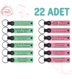 Yeşil & Pembe, Şirket Açılış Törenine Değer Katan Hediye, 22’li Set, Tarih ve İsimli Deri Hatıra