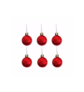 Mini Party Store 4 Cm Ağaç Süsleme Topları 6lı Kırmızı