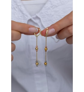 925 Ayar Gümüş Gold Sallantılı Dorika Model Küpe