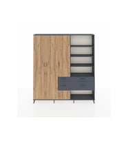 Arges Dolap 14 Raflı 4 Çekmeceli 4 Kapaklı 220x30x243 Antrasit-Çam/Antrasit