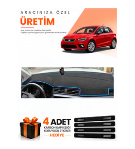 SEAT IBIZA (2017-2021) Uyumlu Torpido Koruma Örtüsü Oto Kılıfı - Siyah Mavi